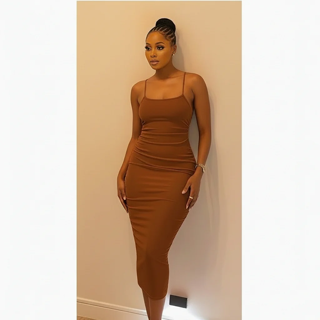 Backless Bodycon Midi Dress. - Image 4