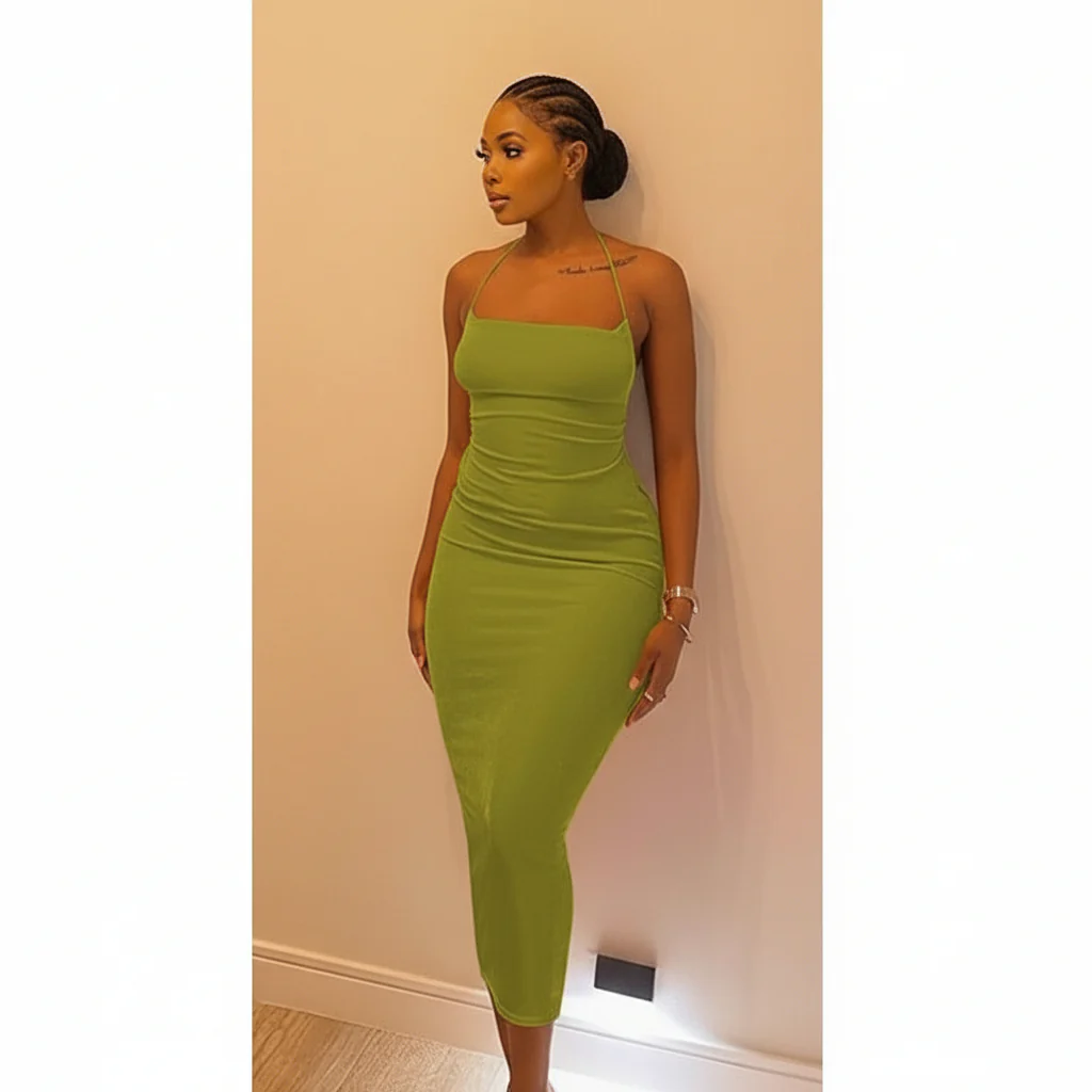 Backless Bodycon Midi Dress. - Image 5