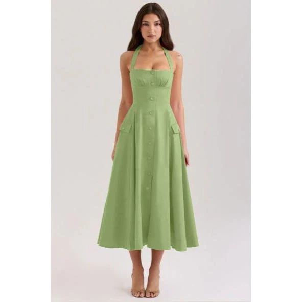 Backless Boobtube Front Button Dress - Image 5