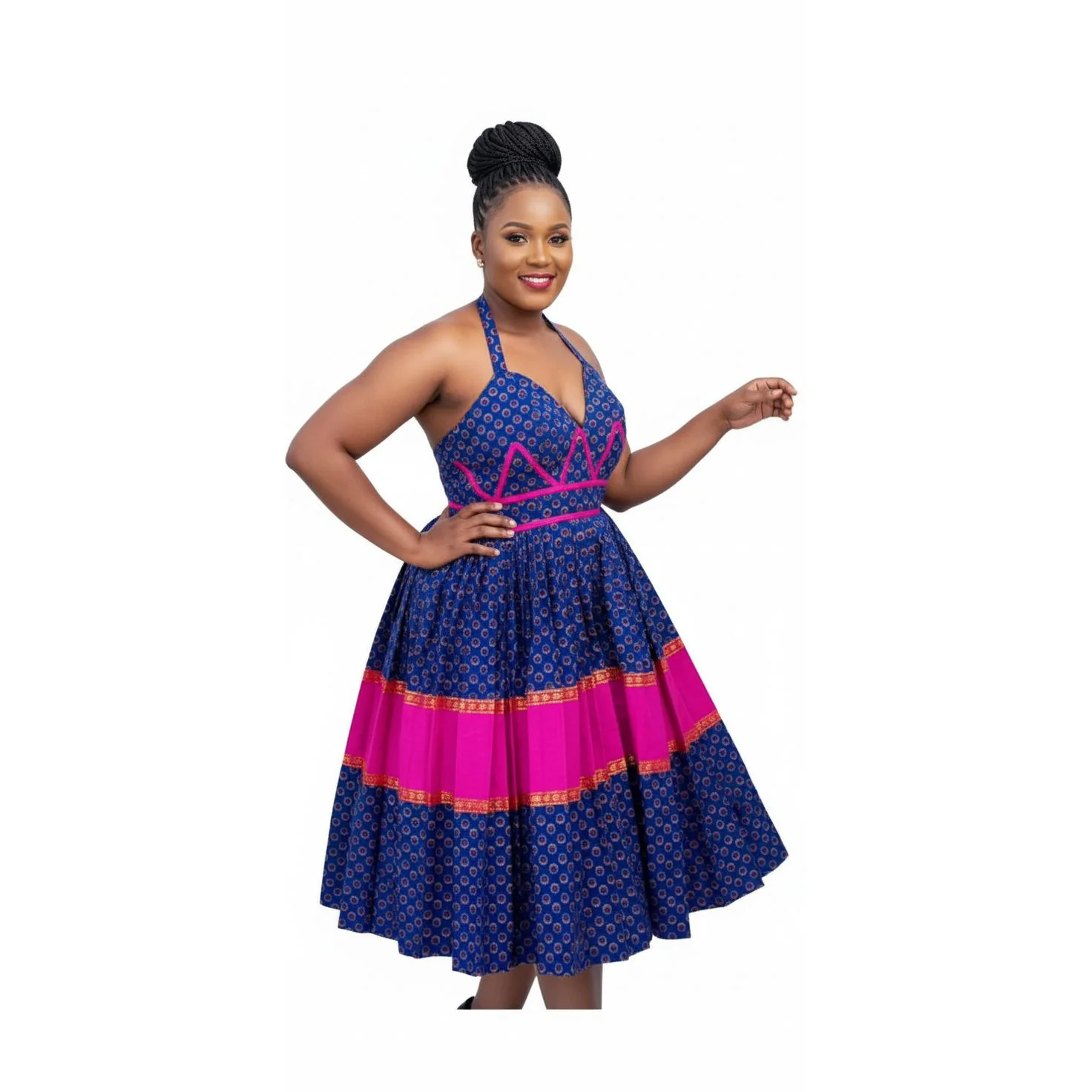 Backless Halter Neck Traditional Dress - Image 2