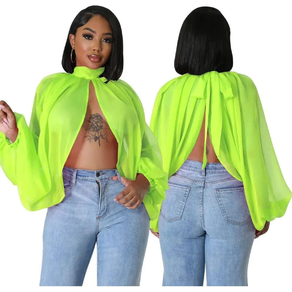 Batwing Chiffon Split Blouse - Image 4