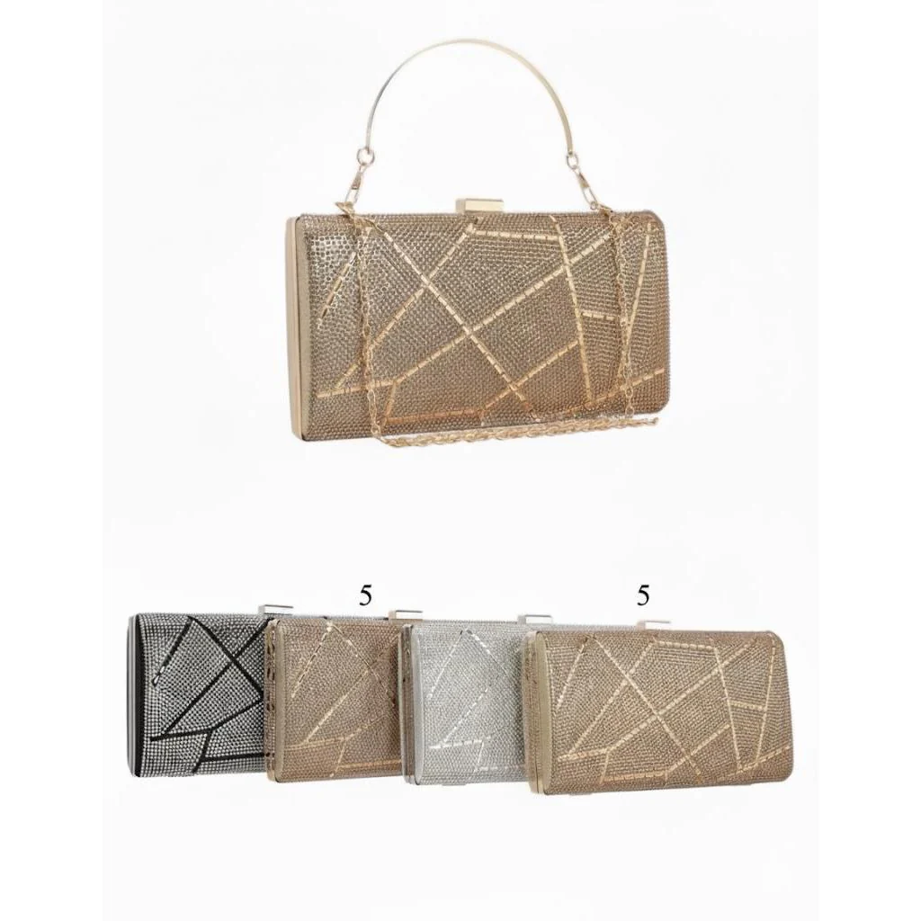 Abstract Diamante & Rhinestone Clutch Bag - Image 3