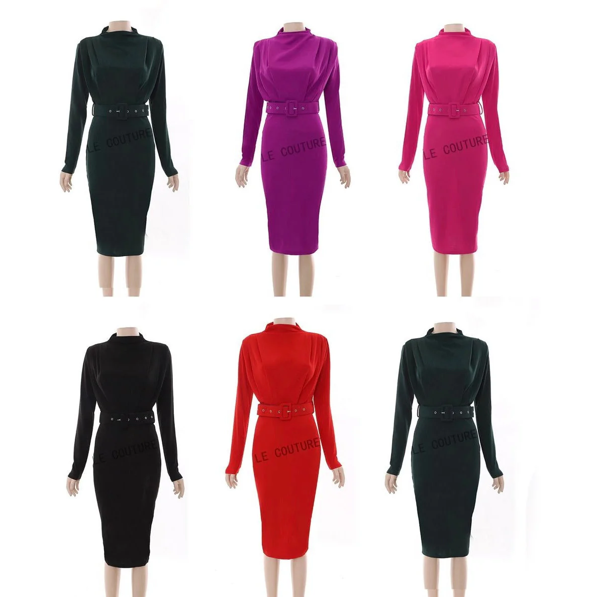 Belted Long Sleeve Bodycon dress - Image 2