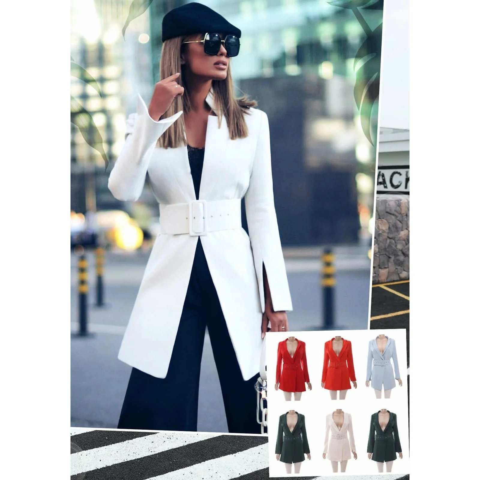Belted Slim Long Blazer - Image 5