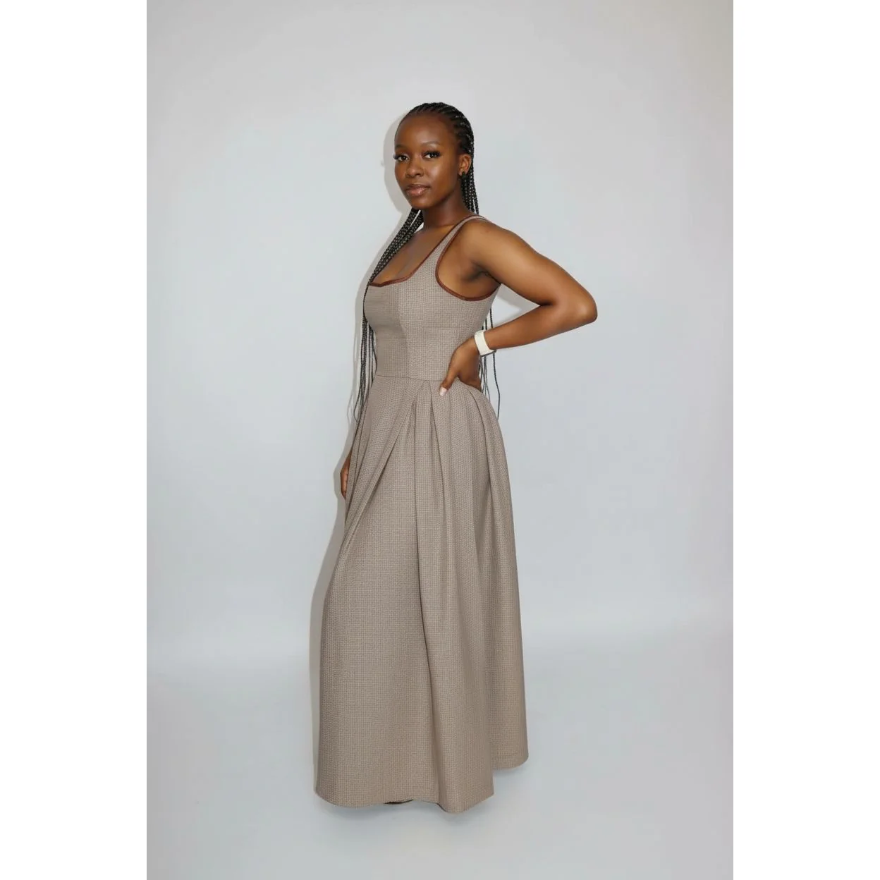 Big Back Bow Custom Pleated Plus Size Maxi Dress - Image 3