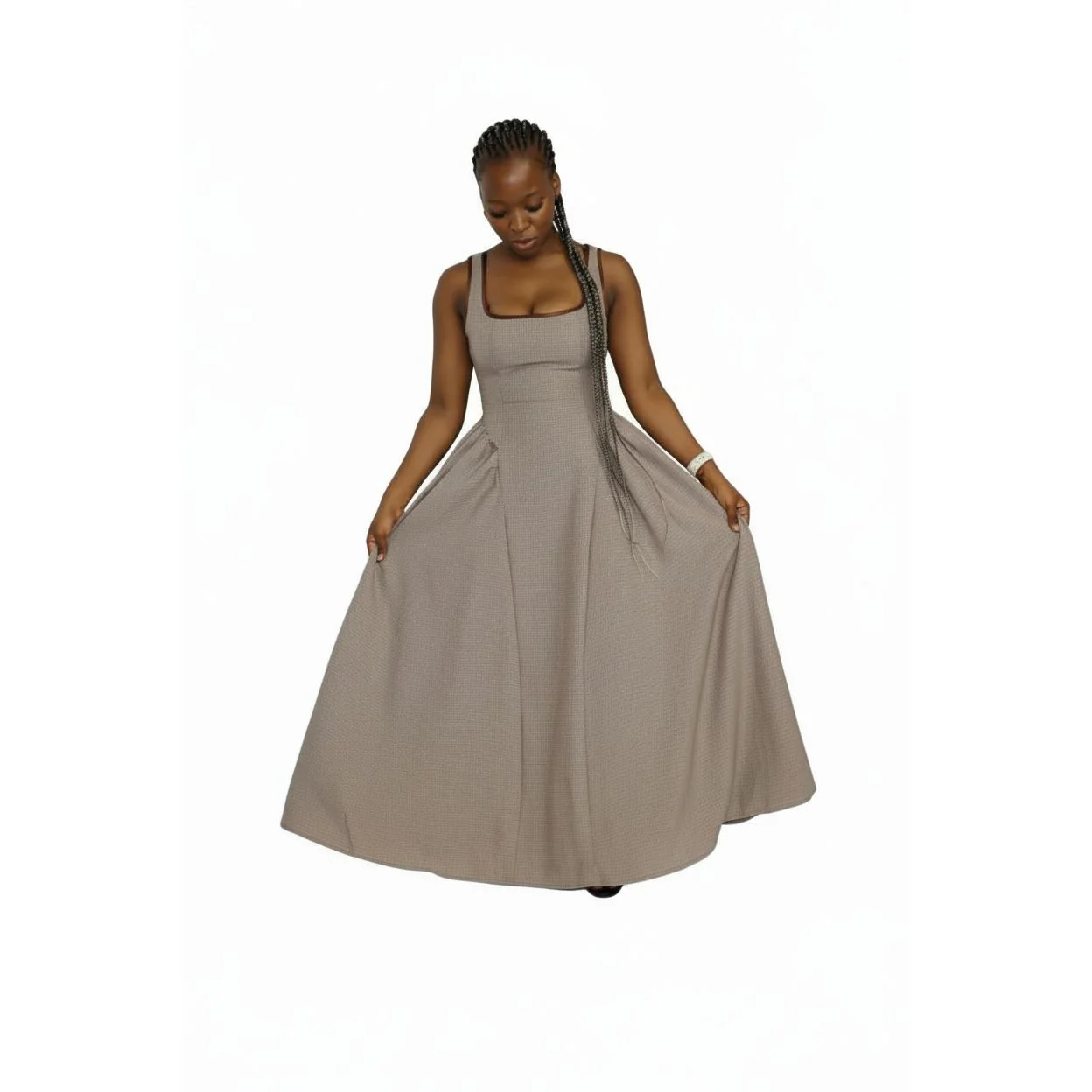 Big Back Bow Custom Pleated Plus Size Maxi Dress - Image 8