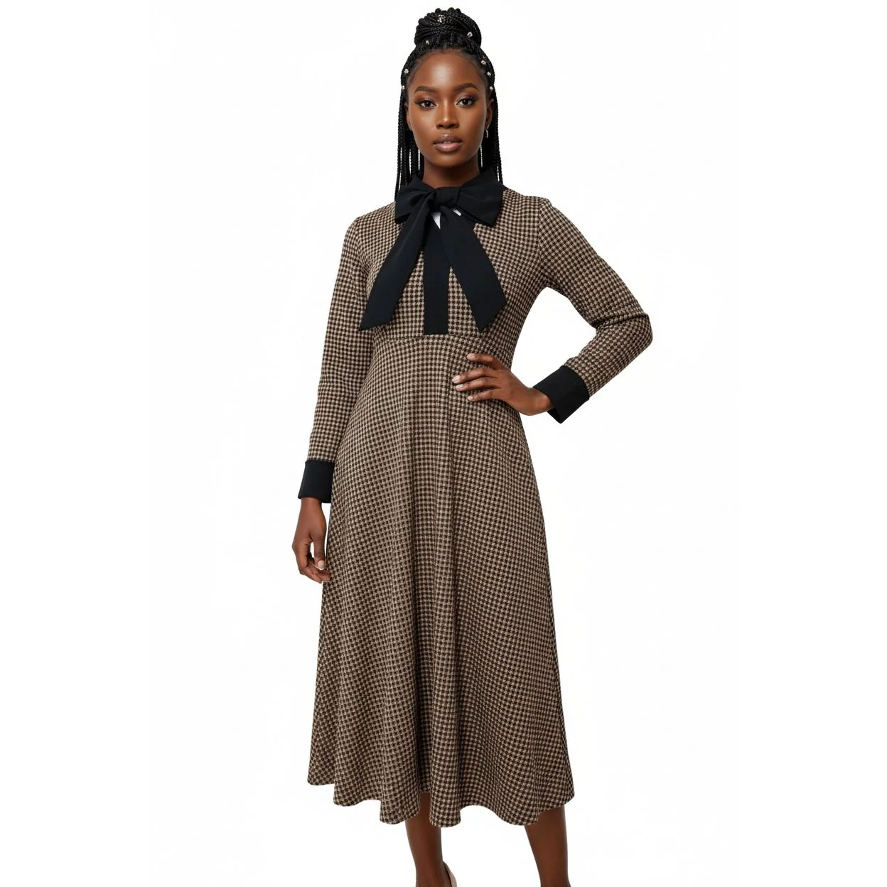 Black Bow Neckline And Contrasting Cuffs - Image 2