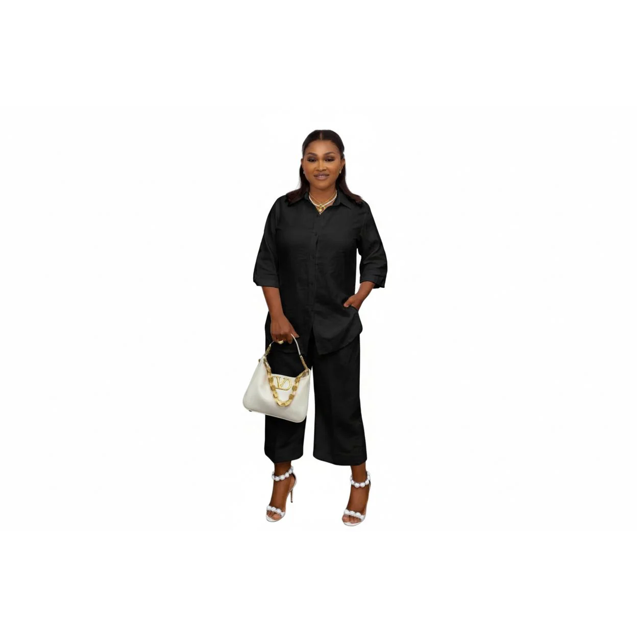 Blouse Shirt and Trousers Two-Piece Set - Image 2