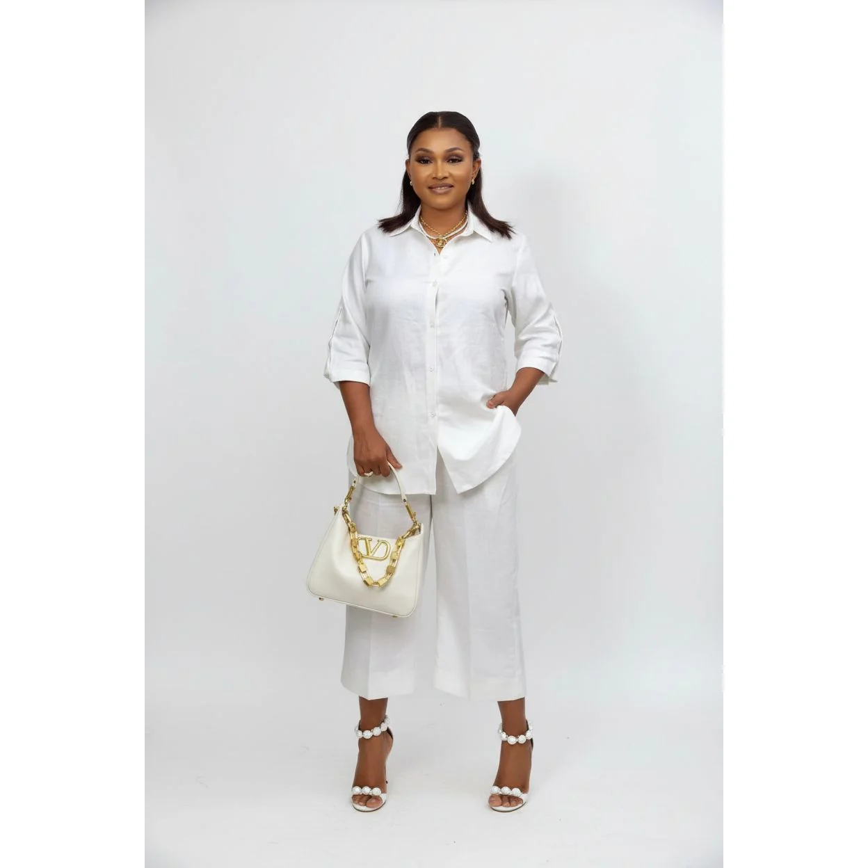 Blouse Shirt and Trousers Two-Piece Set - Image 3
