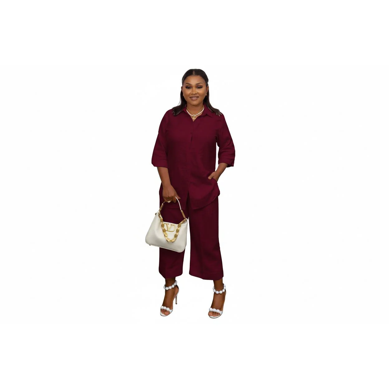 Blouse Shirt and Trousers Two-Piece Set - Image 4