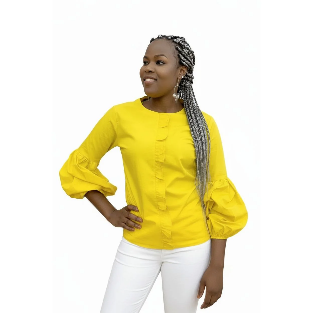 Blouses with Puff Sleeve Sashes Shirts Tops