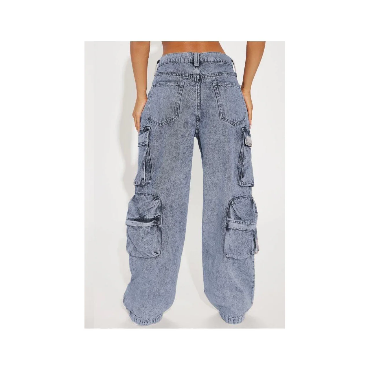 Blue Cargo Wide Jeans. - Image 2