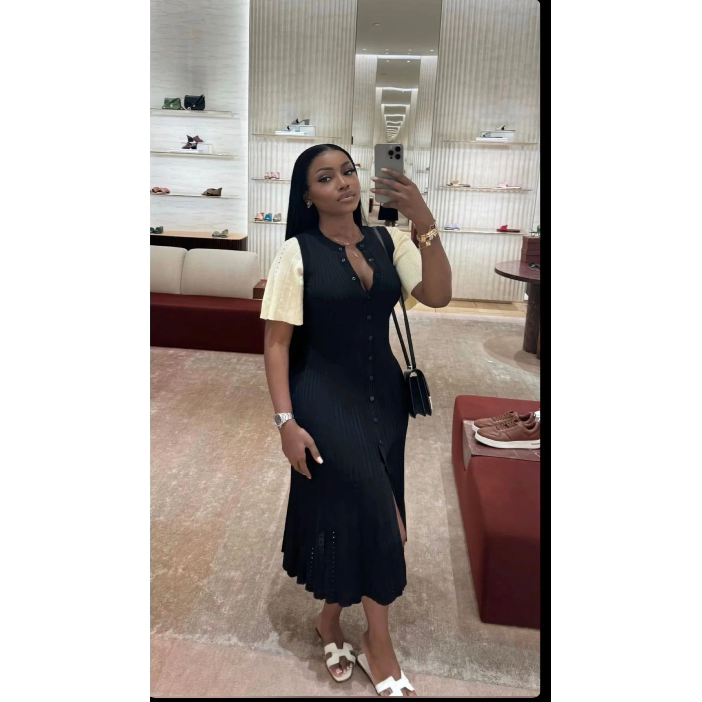 Bodycon Button Short Sleeve Knitted Maxi Dress - Image 15