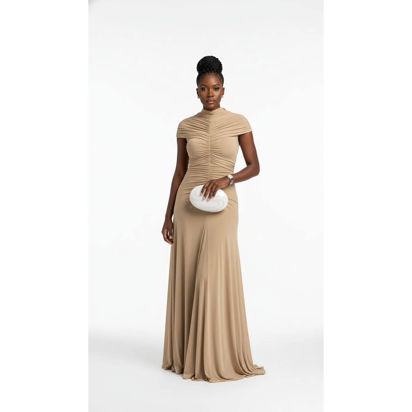 Sexy Bandage Ruched Short Sleeve Long Cocktail Dress - Image 4