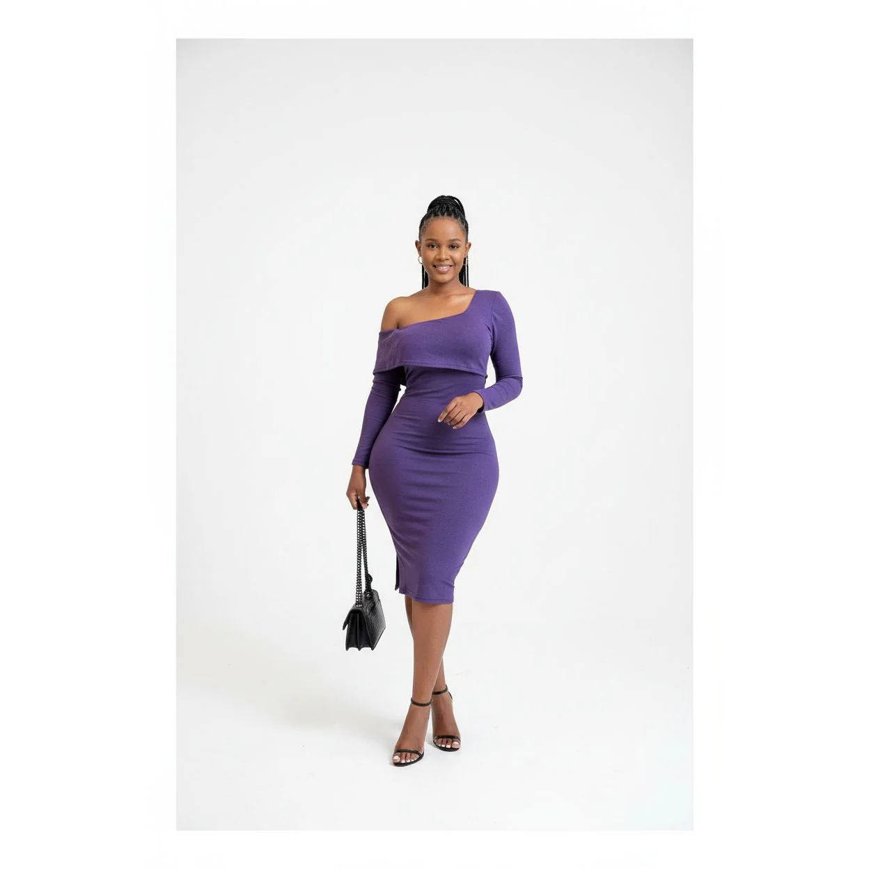 Bodycon One Hand Off Shoulder Dress - Image 3