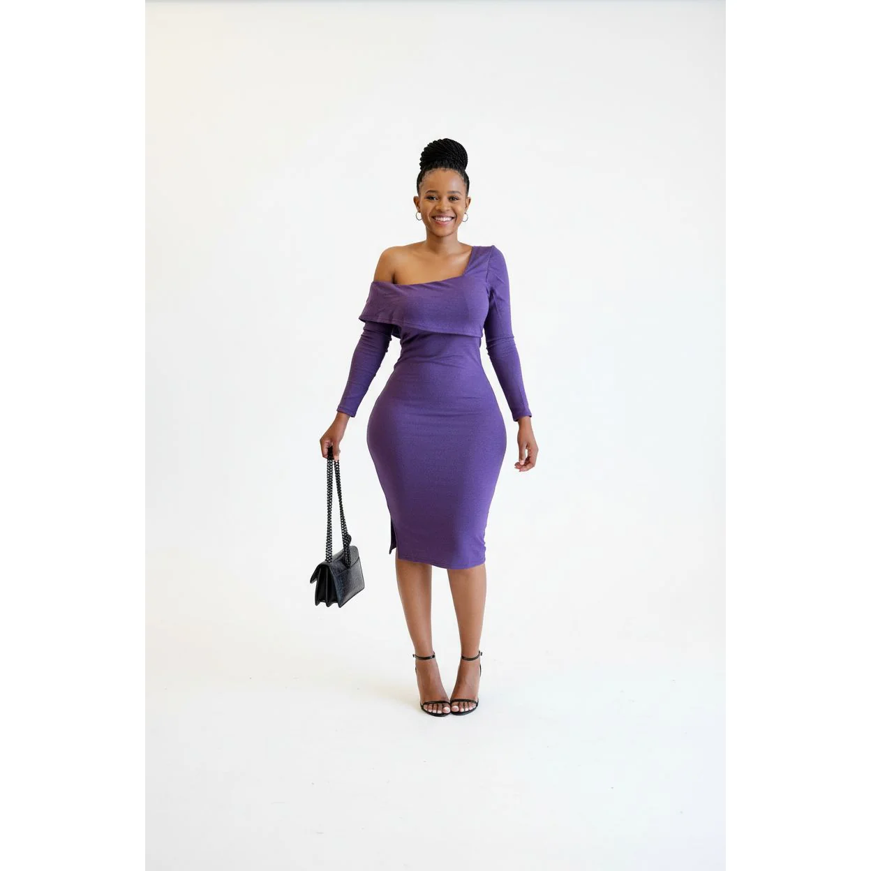 Bodycon One Hand Off Shoulder Dress - Image 4