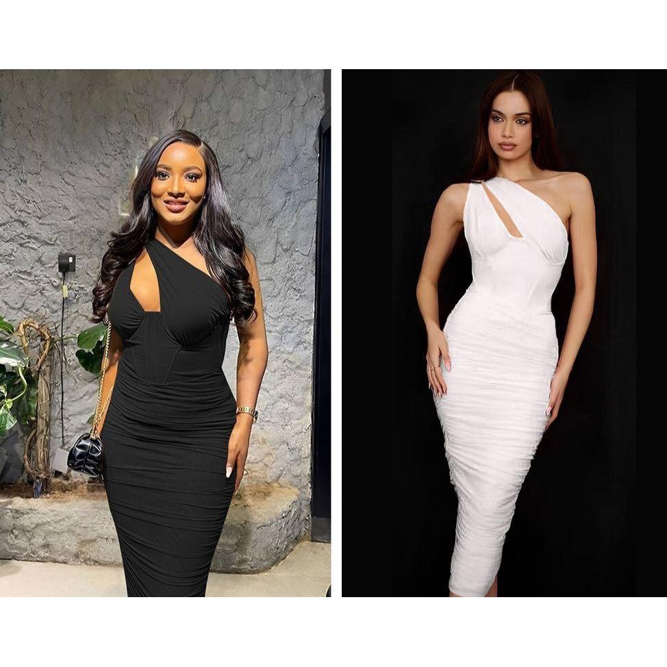 Bodycon One Off Shoulder Dress - Image 2