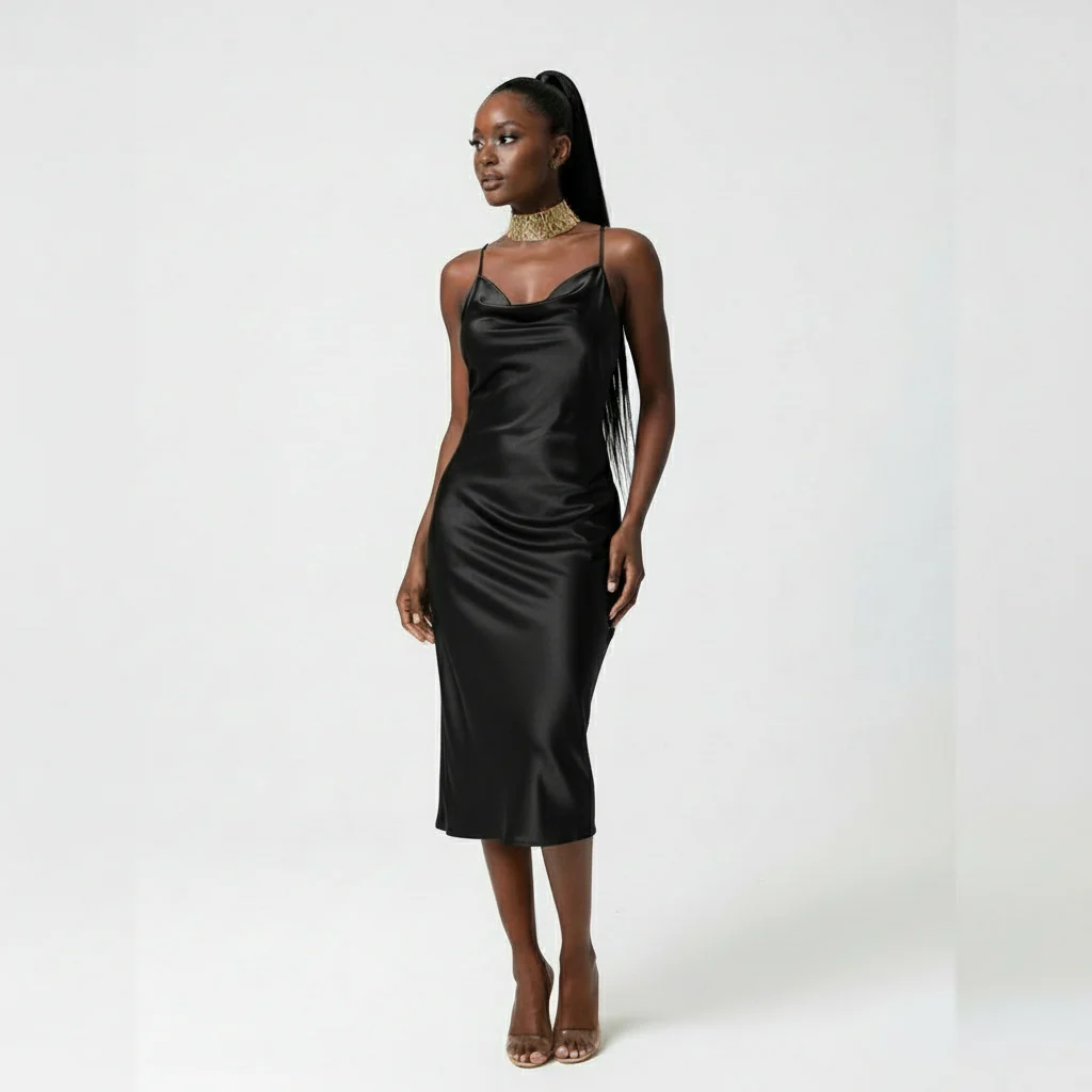 Bodycon Sleeveless Satin Dress - Image 3