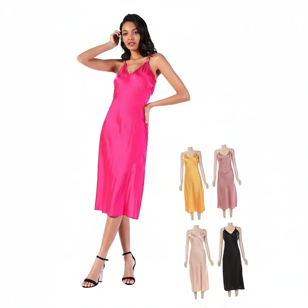 Bodycon Sleeveless Satin Dress - Image 5