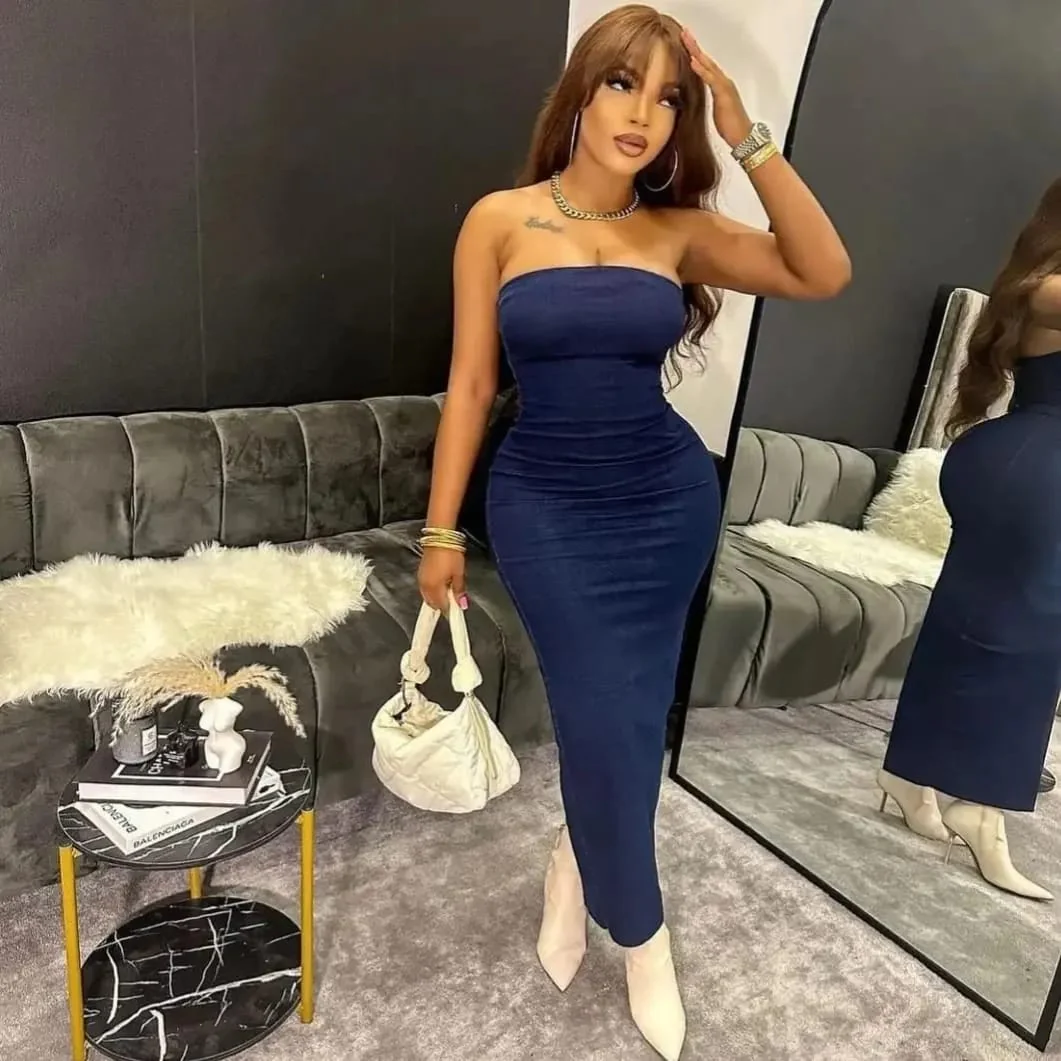 Boob Tube Denim Dress - Image 3