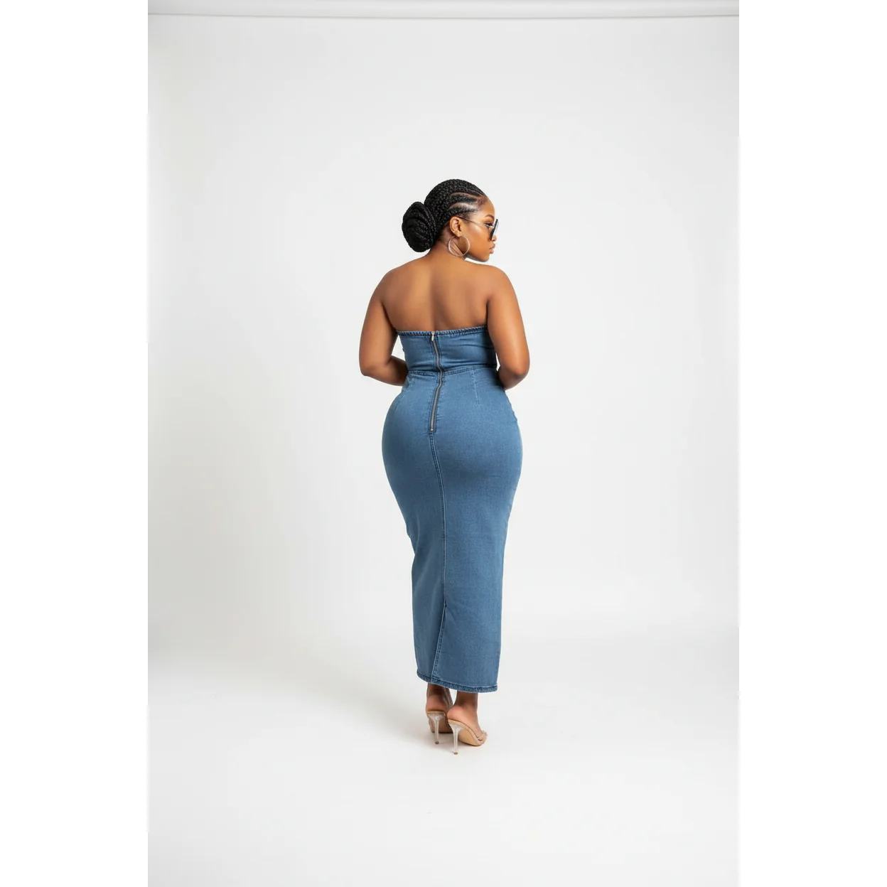 Boob Tube Elegant Denim Bodycon Dress - Image 2