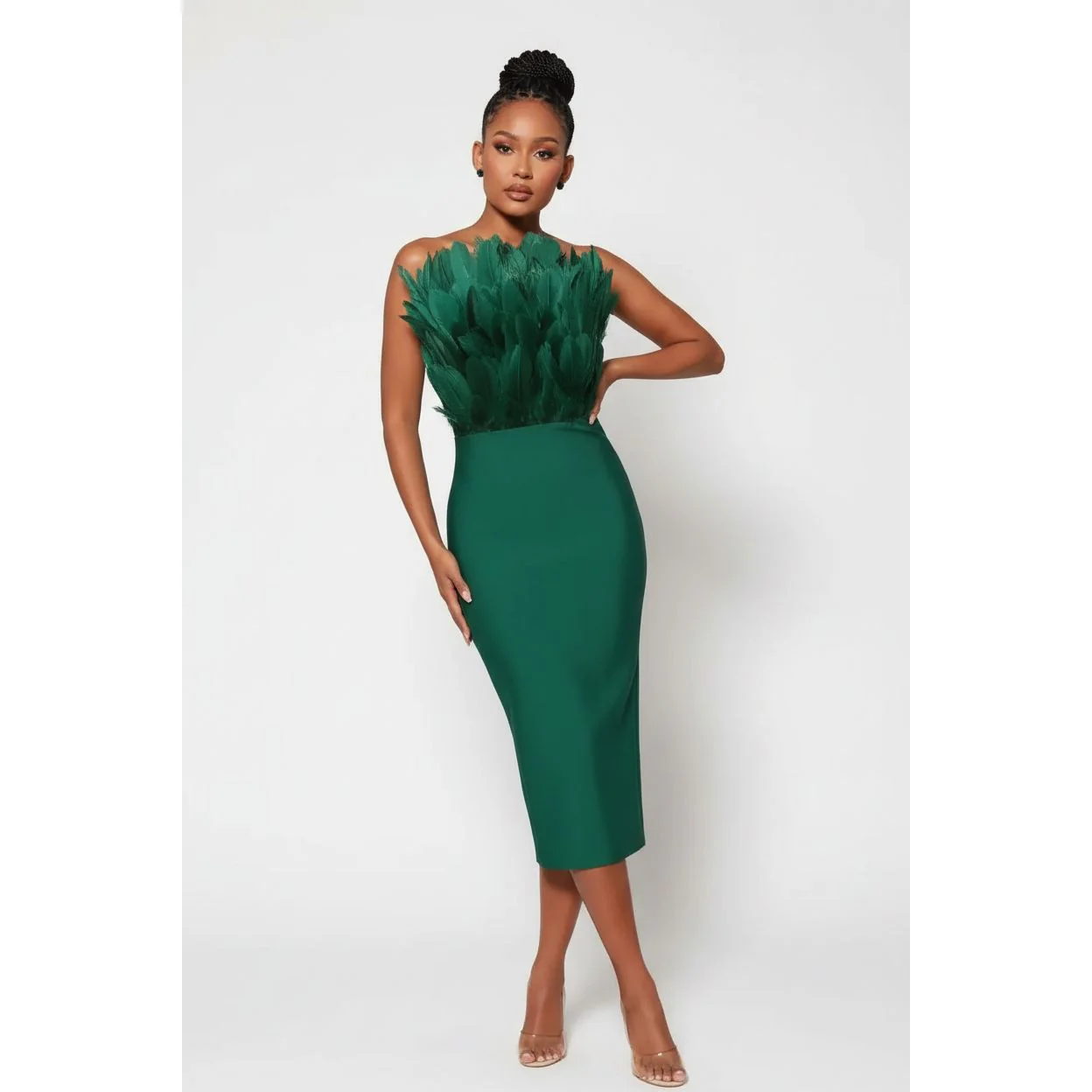 Boob Tube Feather Sexy Bodycon Dress