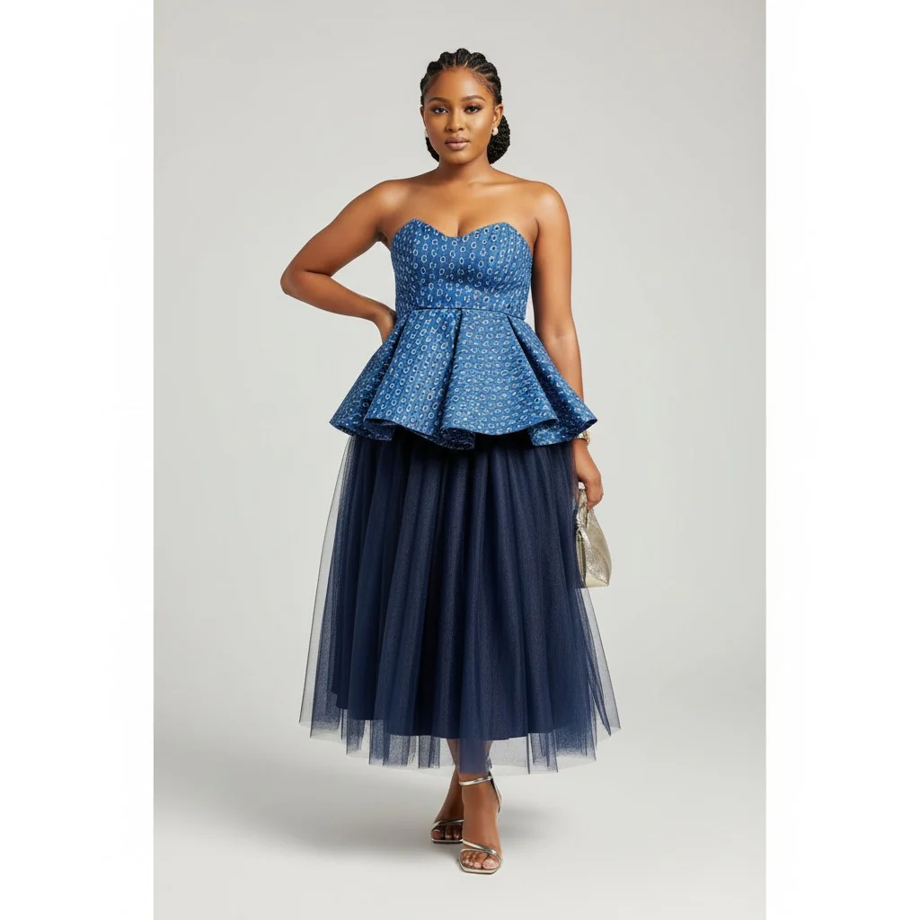 Boobtube Elegant African Print Top and Tulle Skirt 2 Piece Set - Image 2