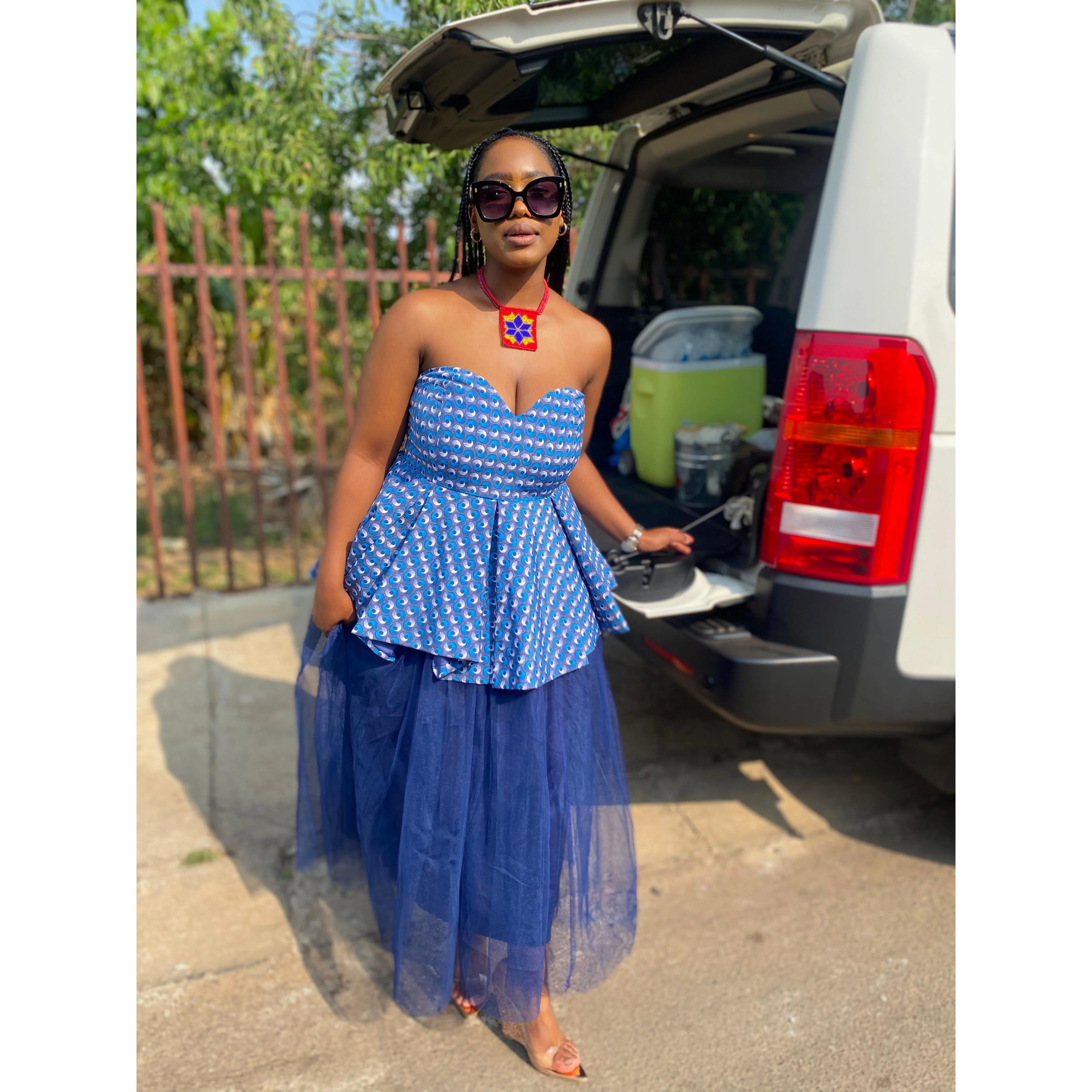Boobtube Elegant African Print Top and Tulle Skirt 2 Piece Set - Image 3