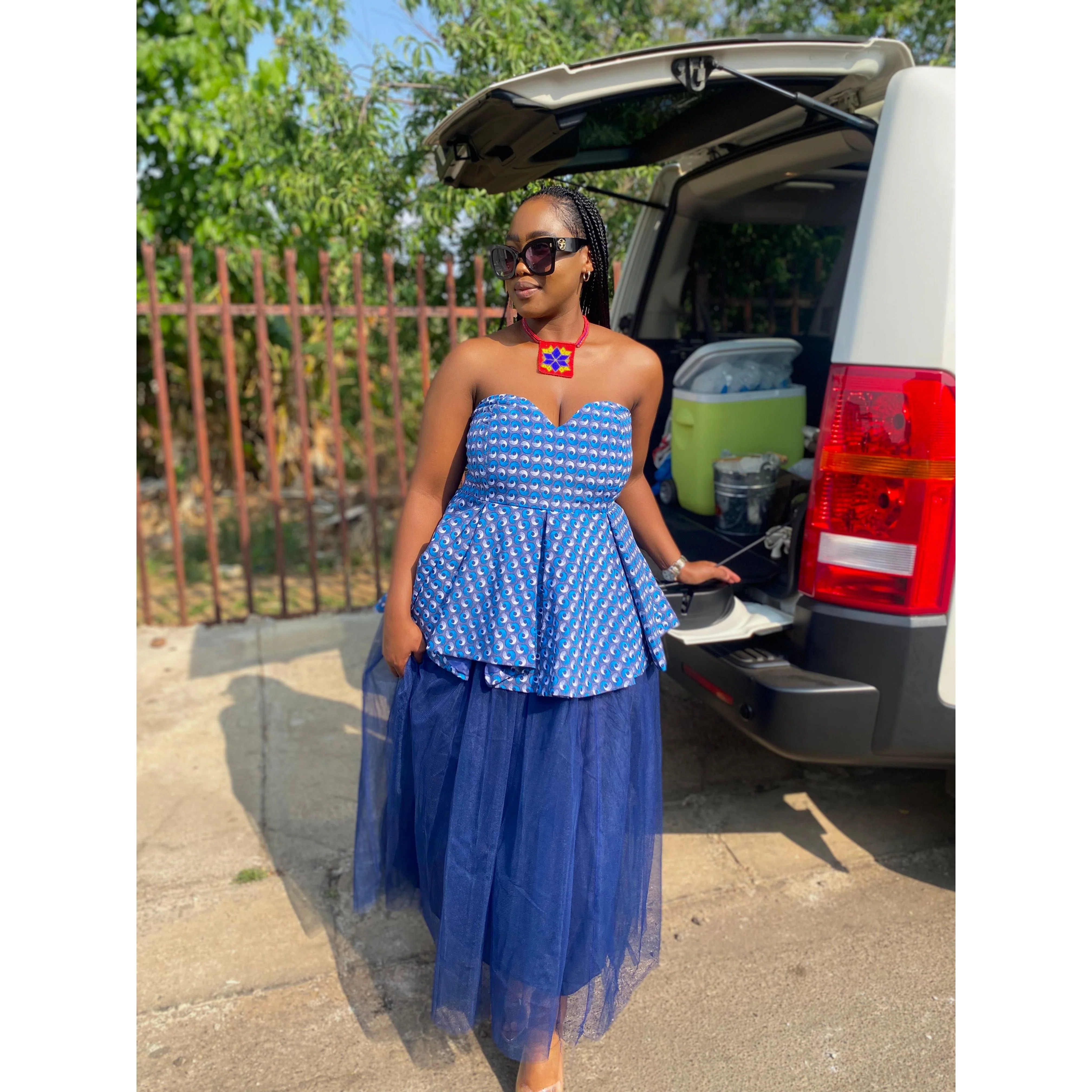 Boobtube Elegant African Print Top and Tulle Skirt 2 Piece Set - Image 4
