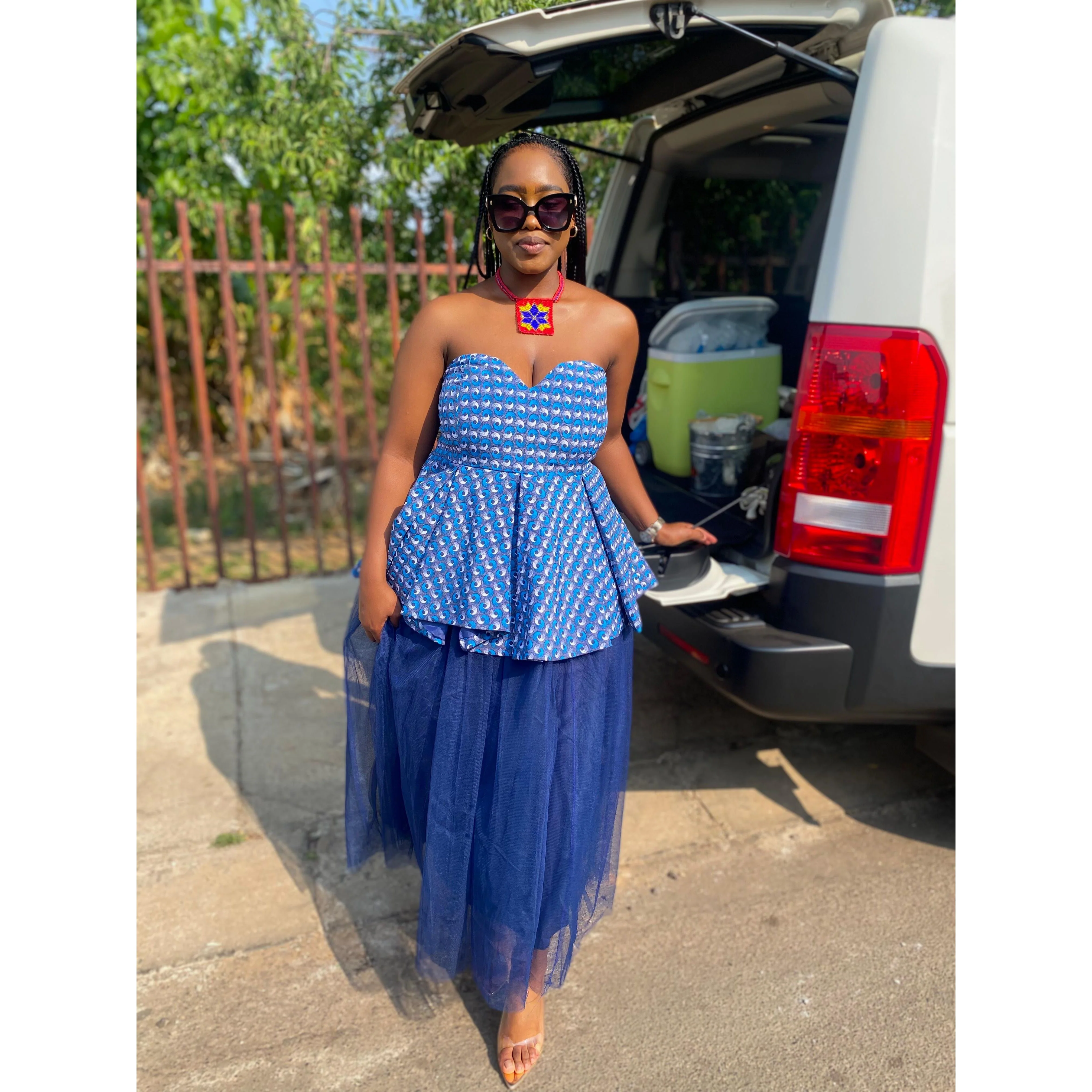 Boobtube Elegant African Print Top and Tulle Skirt 2 Piece Set - Image 5