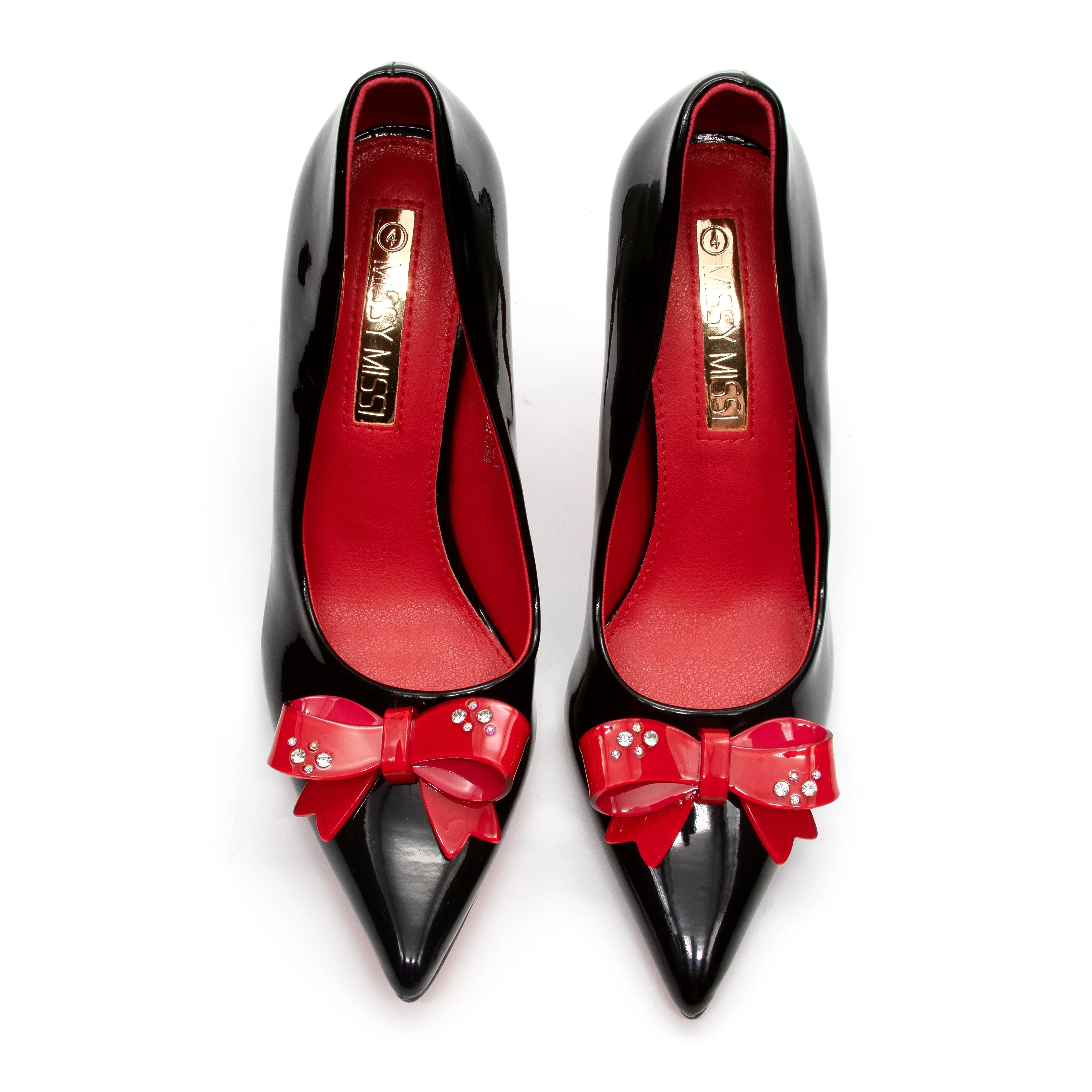 Bottom and Inner Red Bow Decorated High Heel Shoes - Image 2