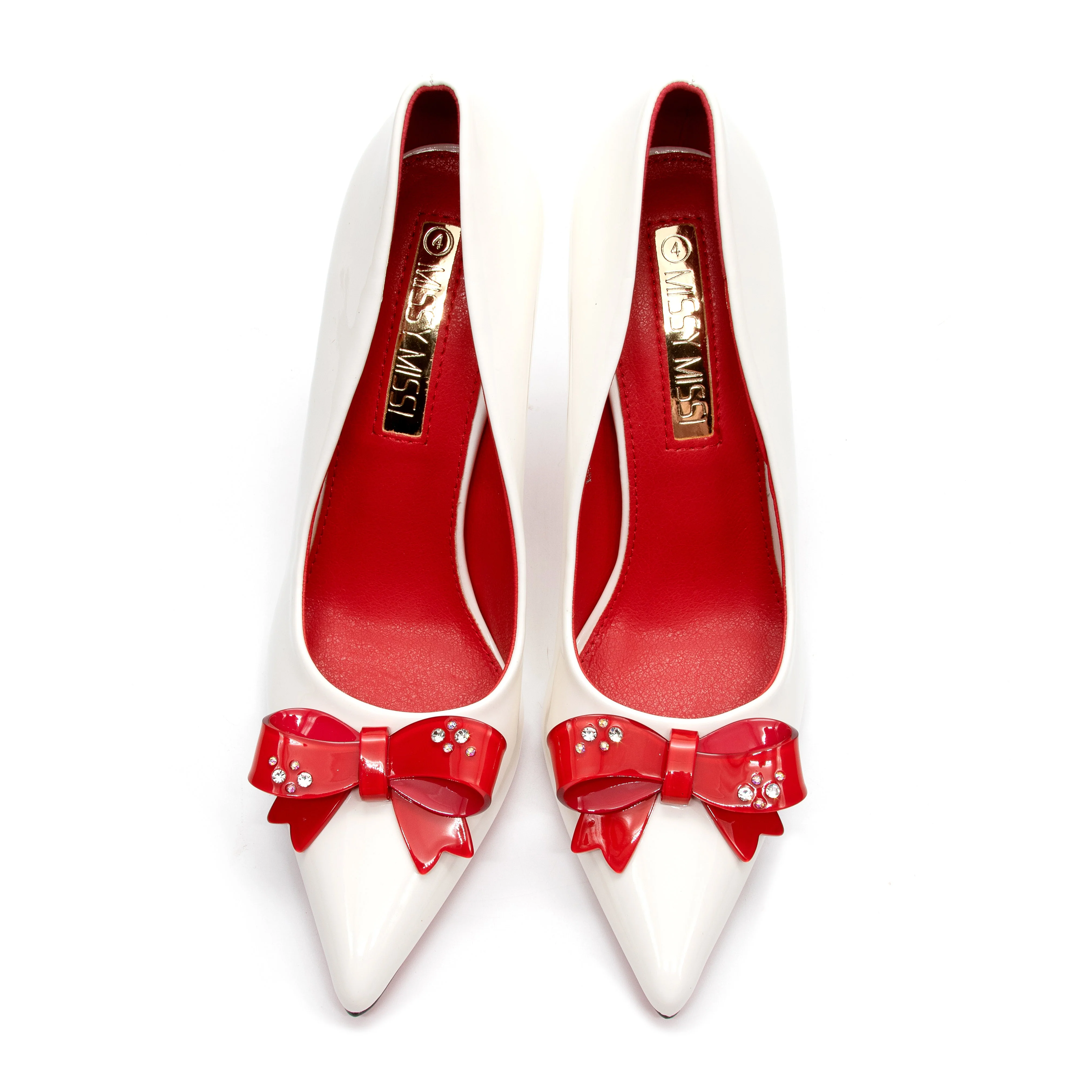 Bottom and Inner Red Bow Decorated High Heel Shoes - Image 6