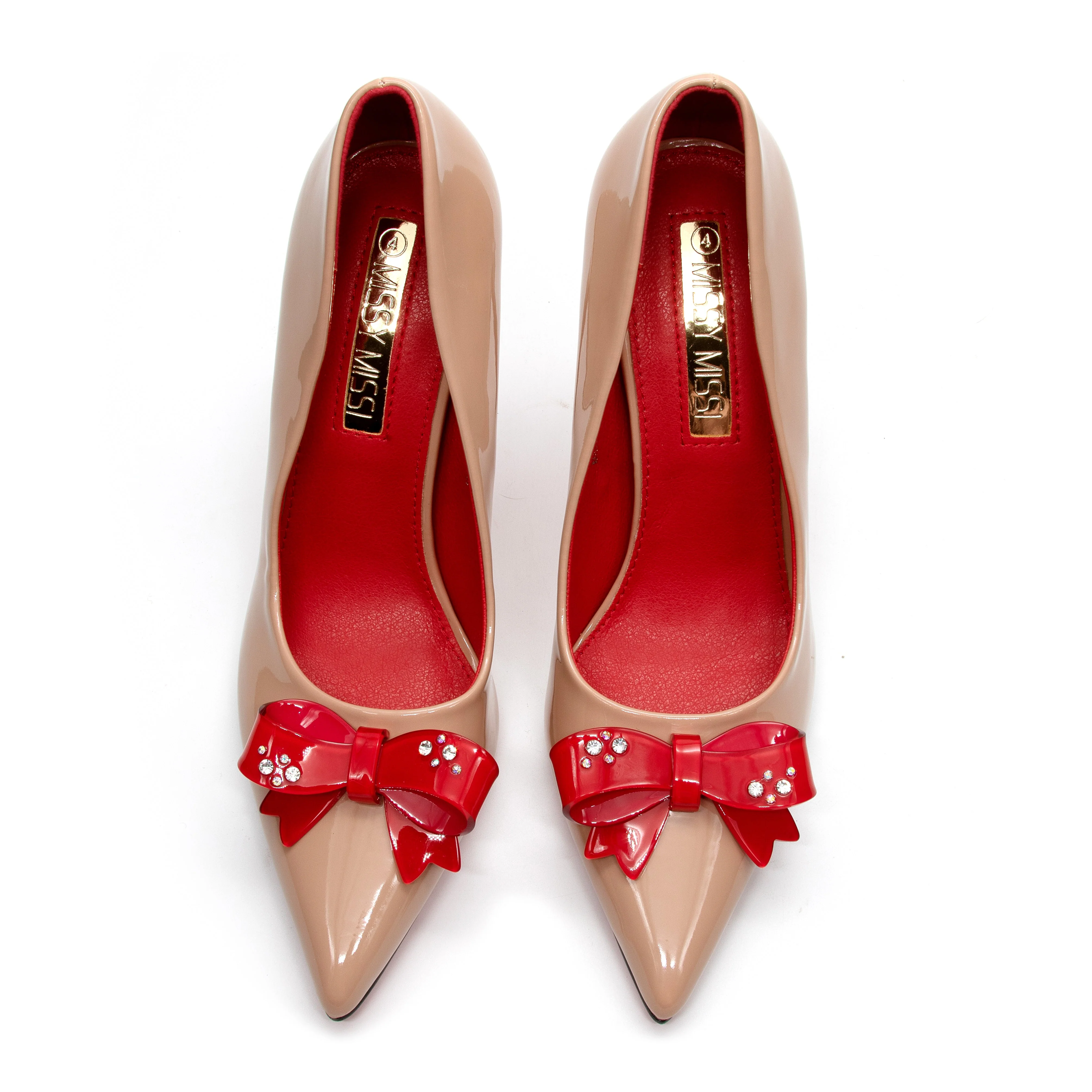 Bottom and Inner Red Bow Decorated High Heel Shoes - Image 9