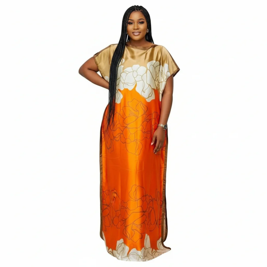 Boubou Printed Flower Loose Novelty Femme Robe