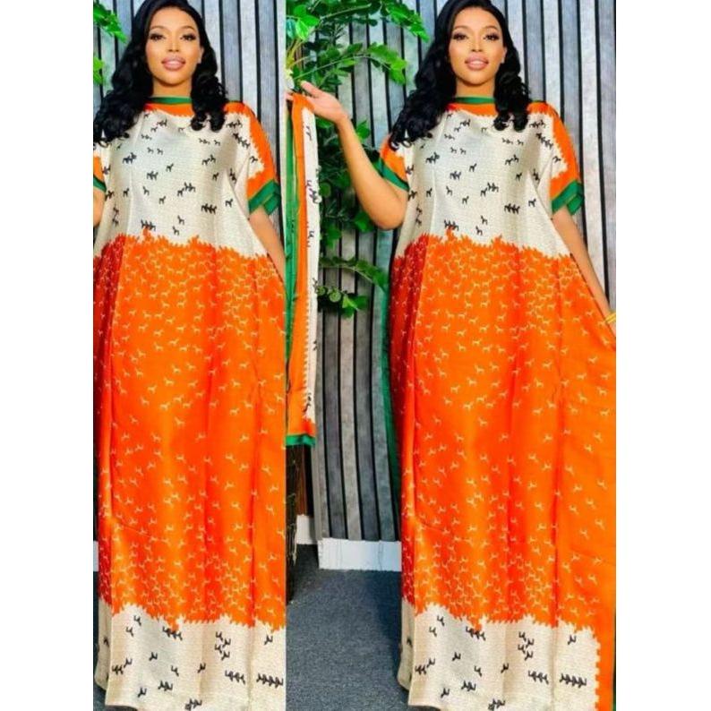 Boubou Printed Flower Loose Novelty Femme Robe - Image 3