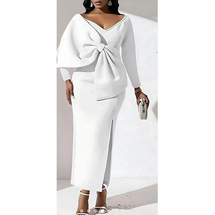 Bowknot Long Sleeve Dress - Image 3