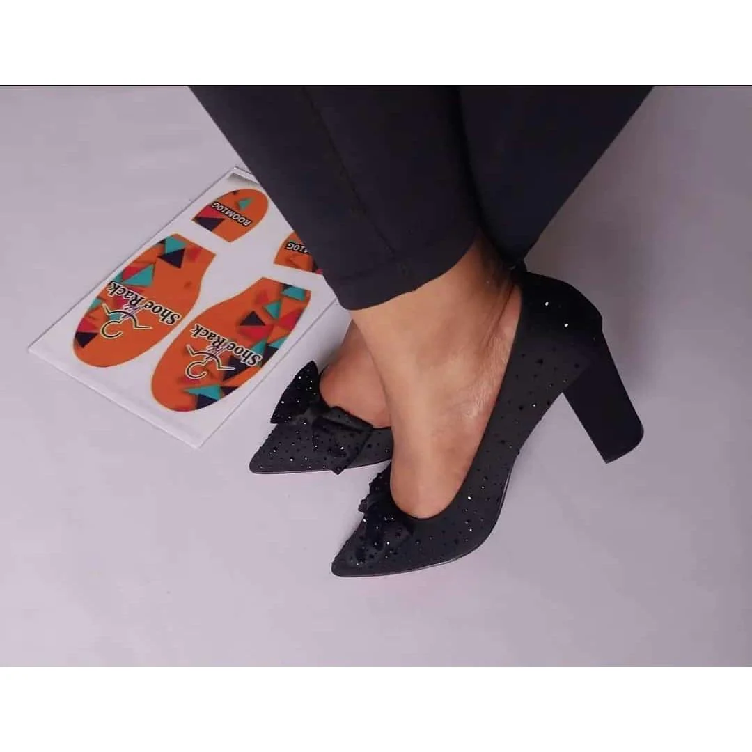 Bowknot Rhinestone Thick Heel - Image 2