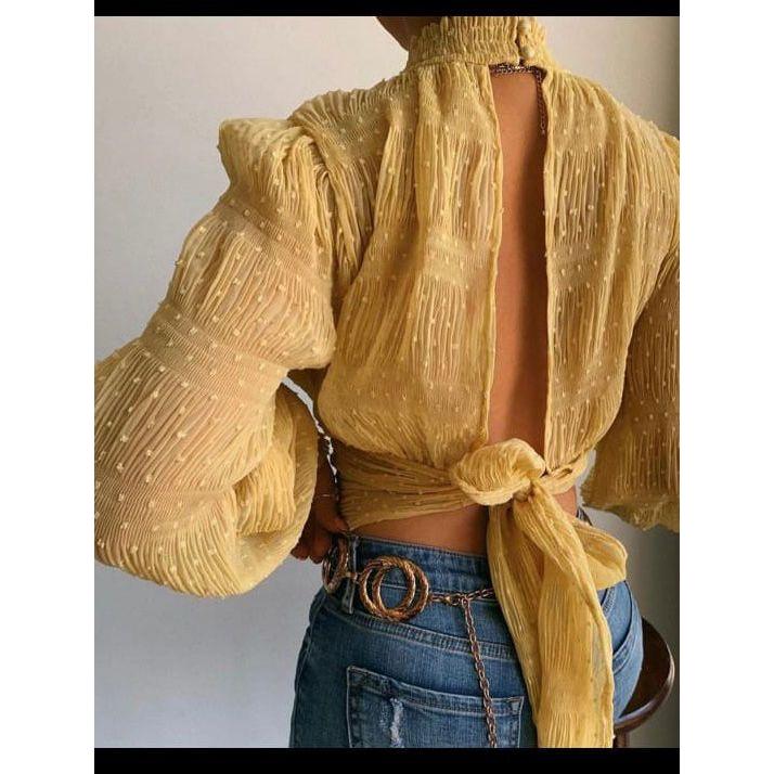 Bubble Cut Out Loose Blouse - Image 4