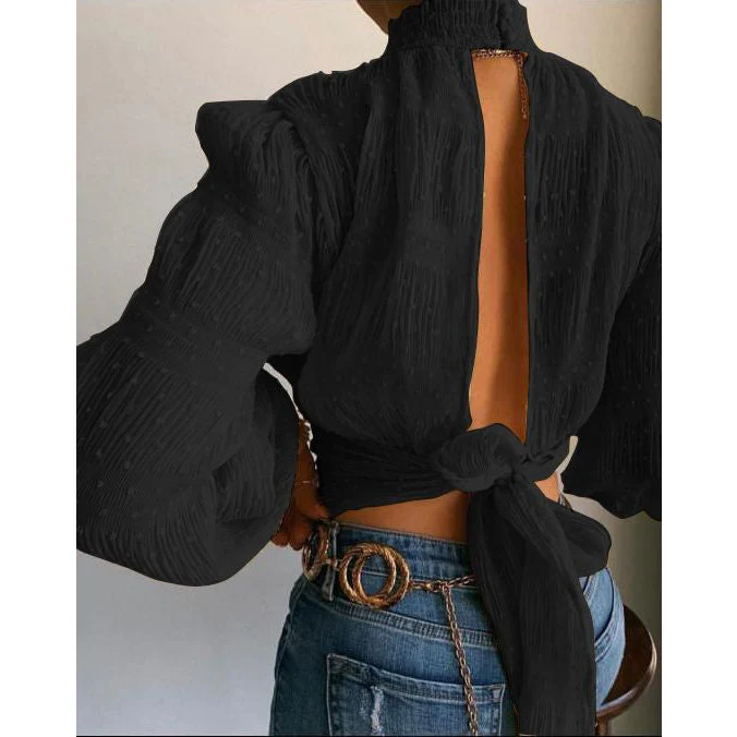 Bubble Cut Out Loose Blouse - Image 5