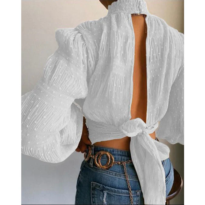 Bubble Cut Out Loose Blouse - Image 6