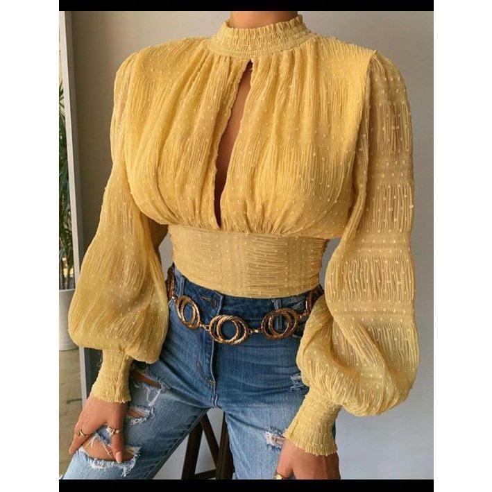Bubble Cut Out Loose Blouse - Image 7