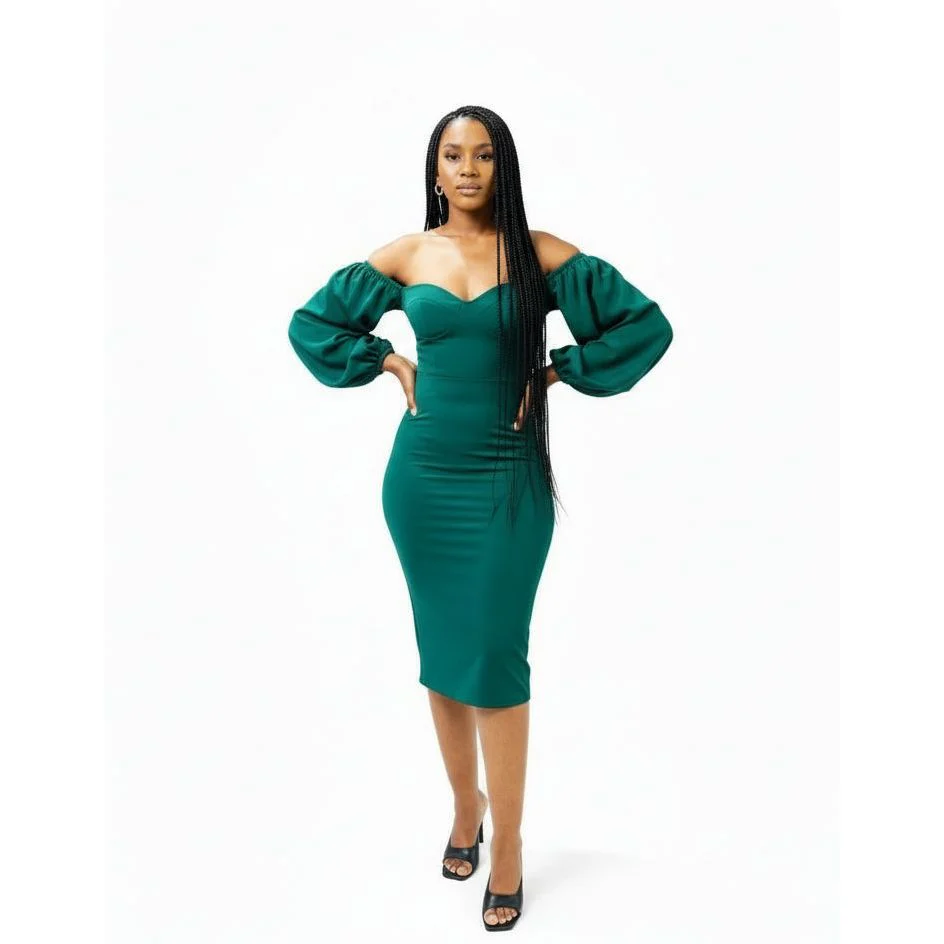 Bubbleroom Structure Puff Sleeve Dress - Image 4