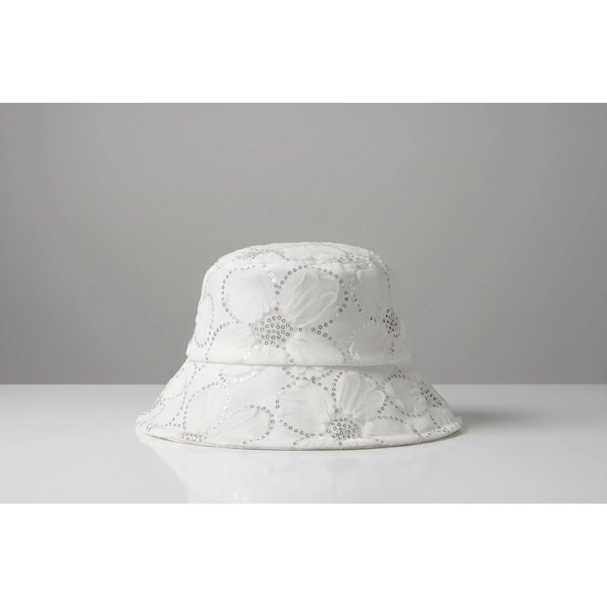 Bucket Hat with Mesh Flower Wide Brim Shiny Sequin Sun - Image 2