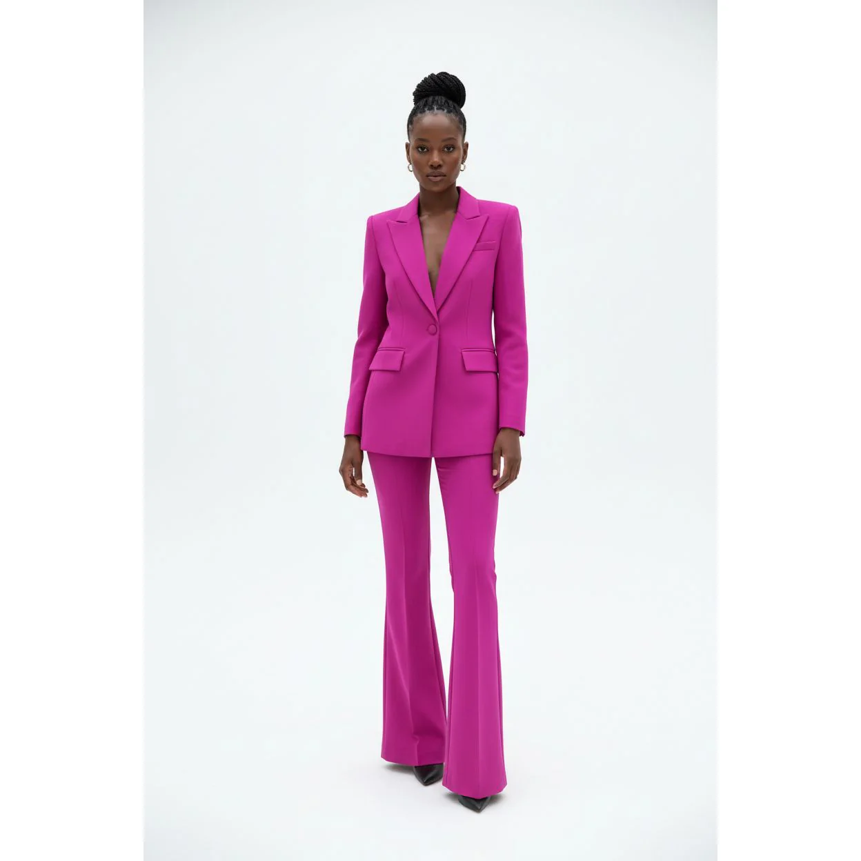 Business Single Buttons Flared Pants & Blazer  Formal Suit - Image 4