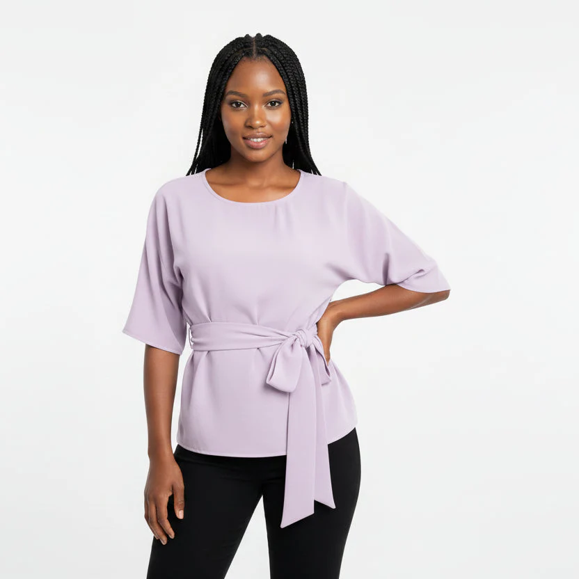 Butterfly Short Sleeve Belted Blouse. - Image 2