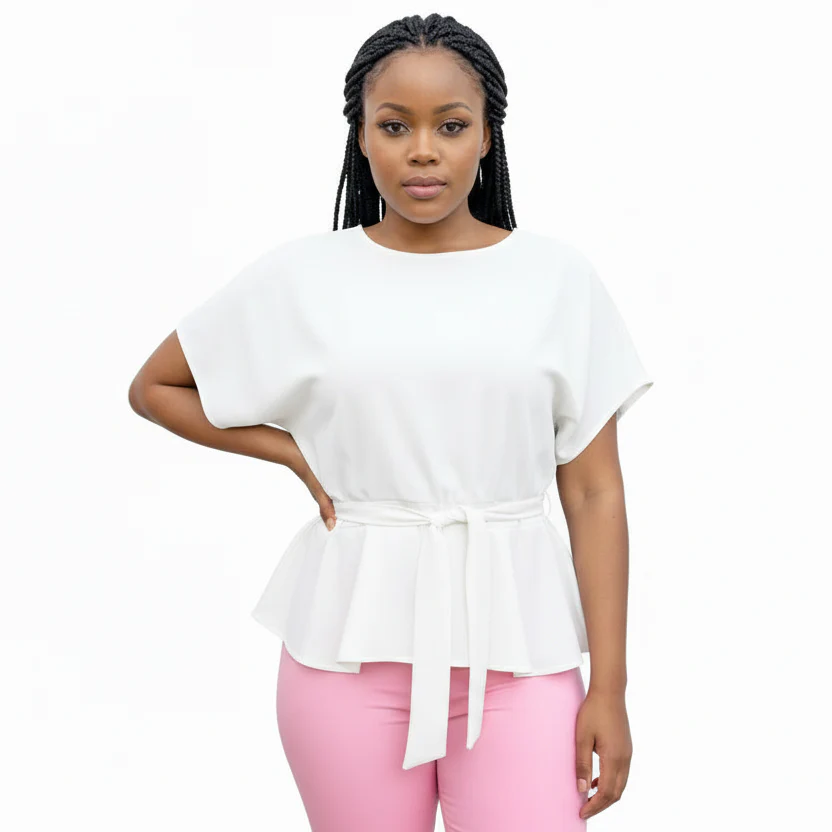 Butterfly Short Sleeve Belted Blouse. - Image 3