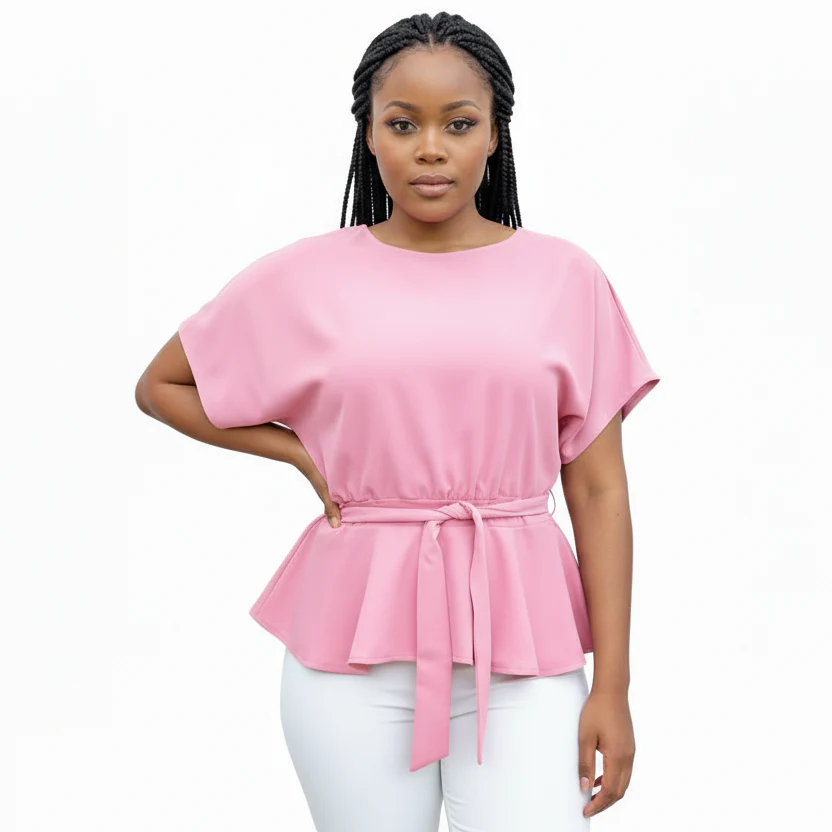 Butterfly Short Sleeve Belted Blouse. - Image 4