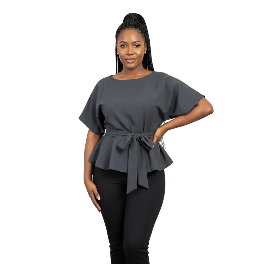 Butterfly Short Sleeve Belted Blouse. - Image 5