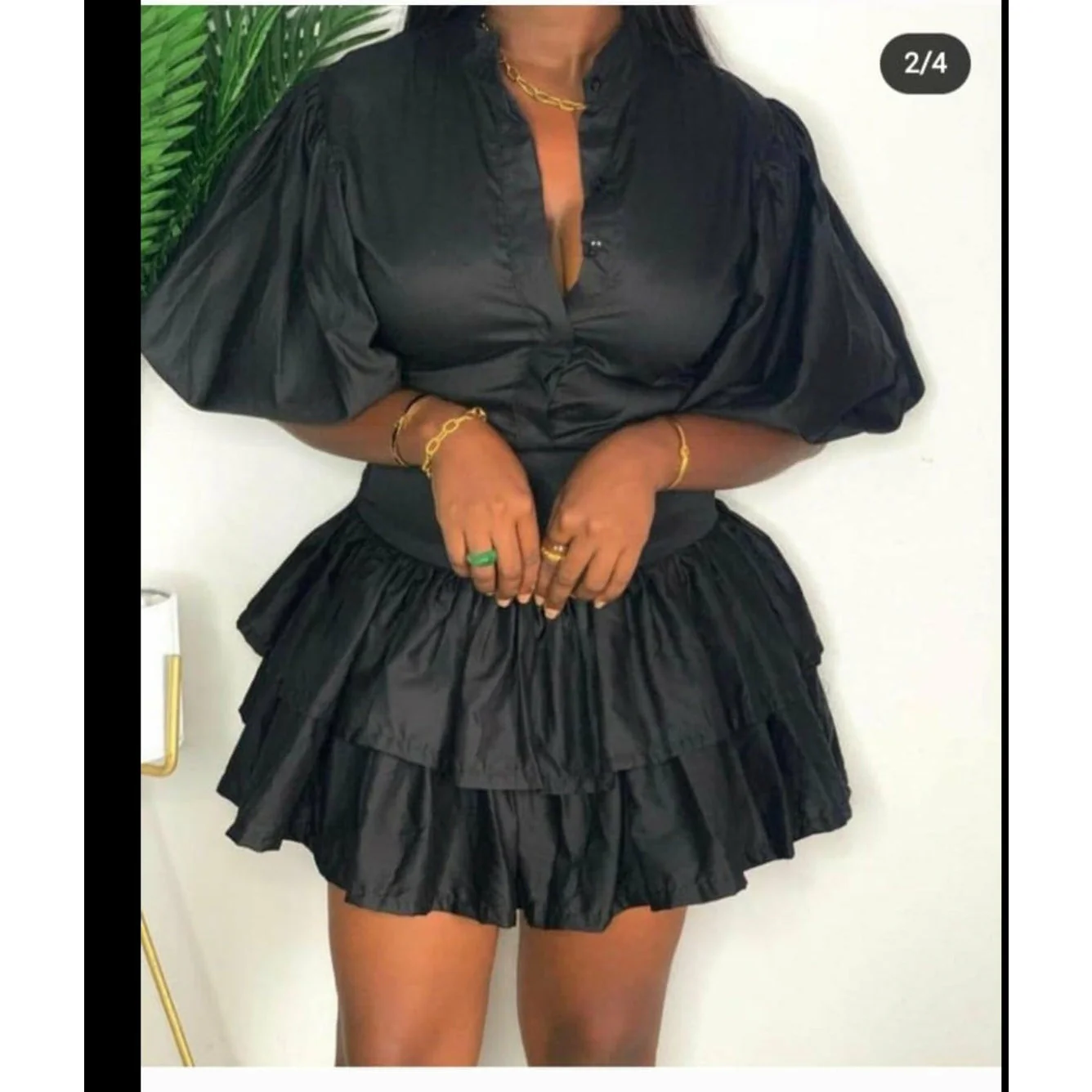 Button Detailed Layerd Mini Dress - Image 2