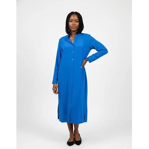 Button Detailed Linen Shirt Dress - Image 6